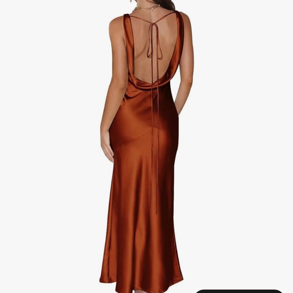 Elegant Orange Red lo back Evening Gown